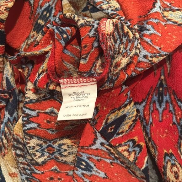 Figuerca & Flower Boho Cold Shoulder Top Size XL Patterned - Picture 7 of 8
